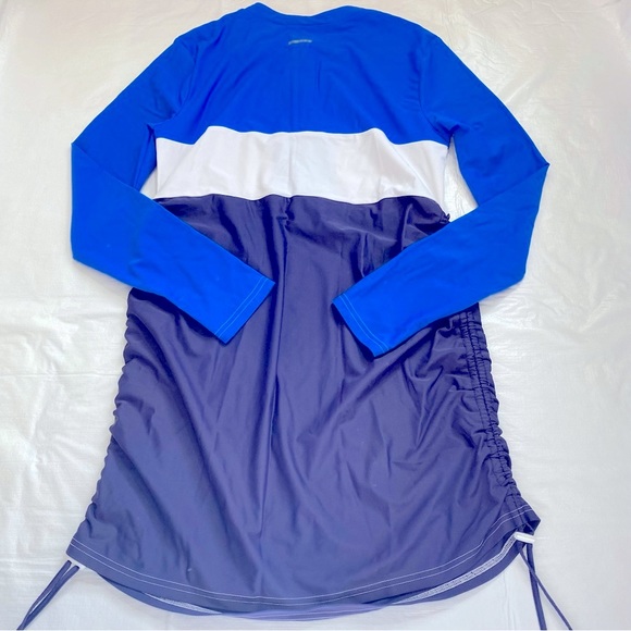 Mott50 Rash Guard size Large Blue Color Block Ruched Sides Tunic - Picture 6 of 8